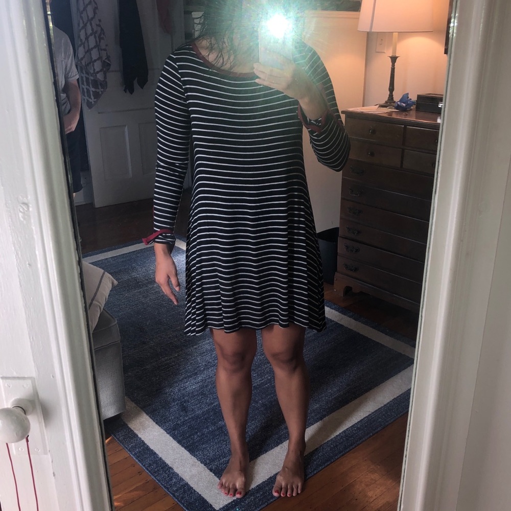 Striped Button Sleeve Dress - Picture 7 of 8